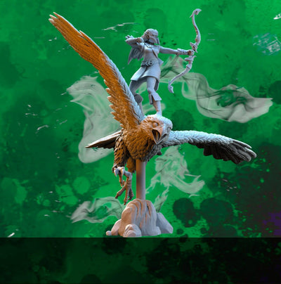 Figurine Elfes sur Faucon - 32 mm