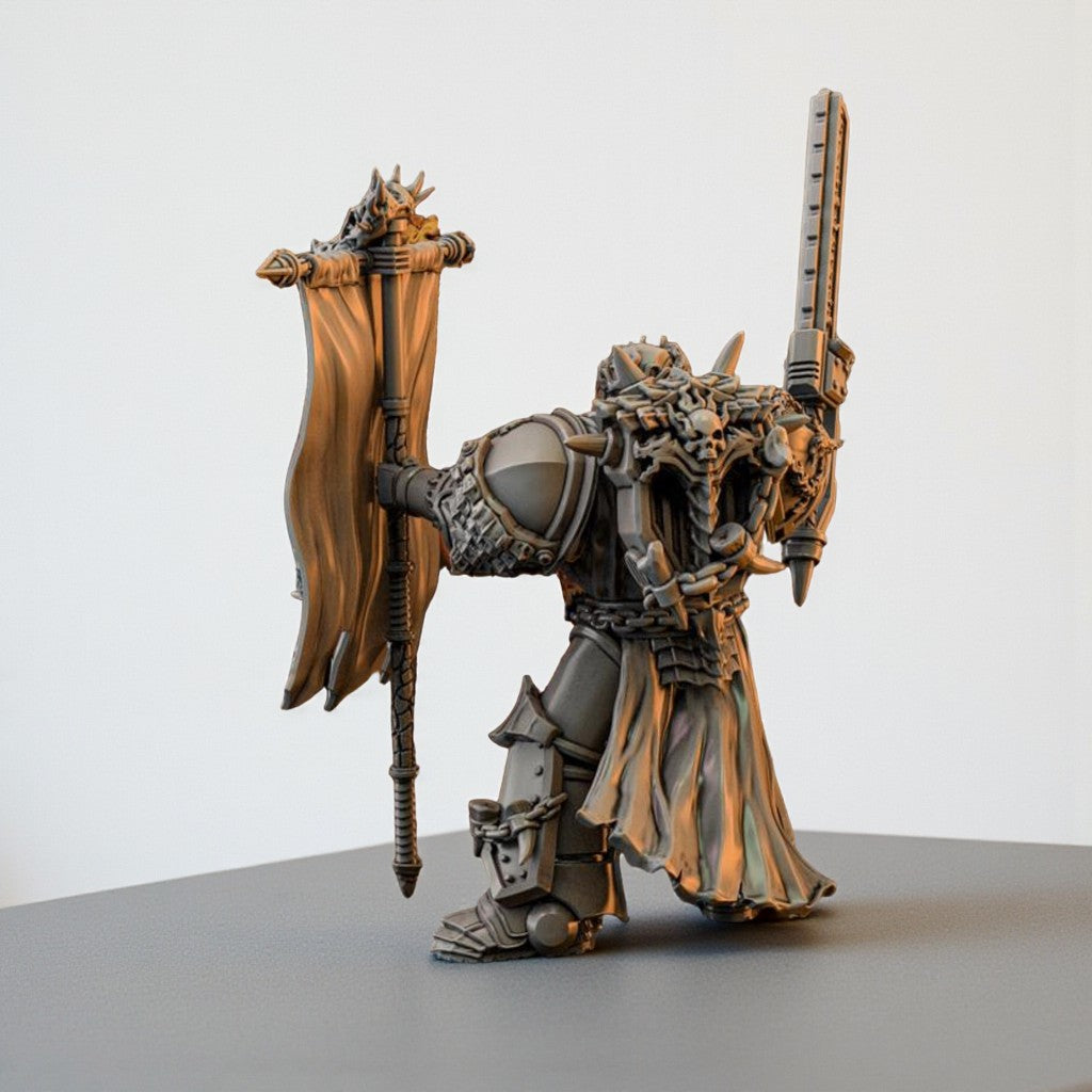 Figurine Wargame Flame Lizards Standard Bearer (BuildKit) - 32 mm / Epic Forge Miniatures - EightLegsMiniatures