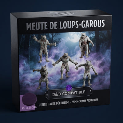 Pack x5 Meute de loups-garous 32 mm