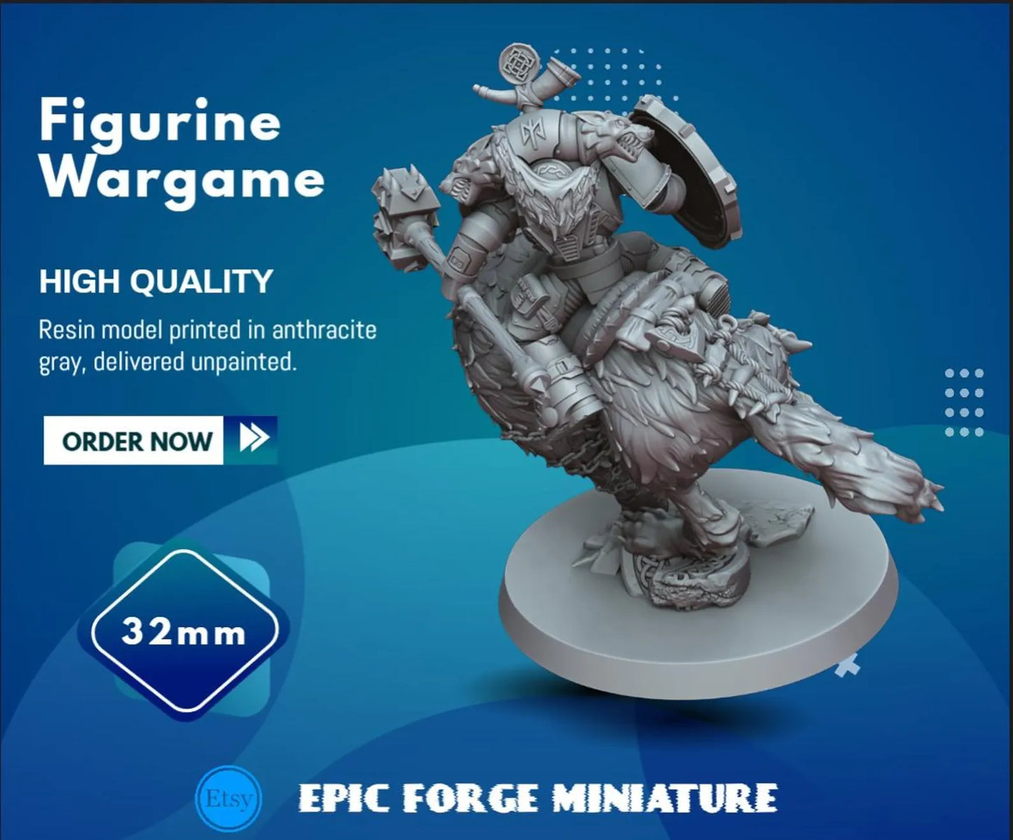 Figurine Storm wolfrider 3 - 32 mm