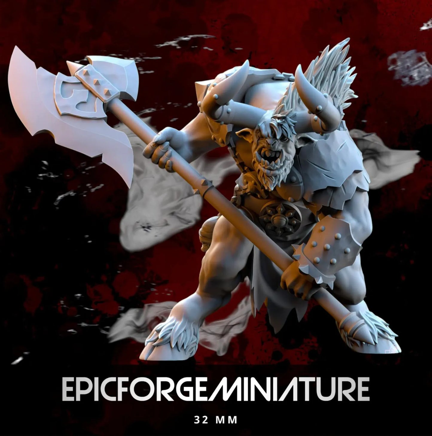 Minotaures avec hache à deux mains - 32 mm