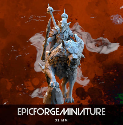 Seigneur de guerre de la horde noire des gobelins sur Loups - 32 mm