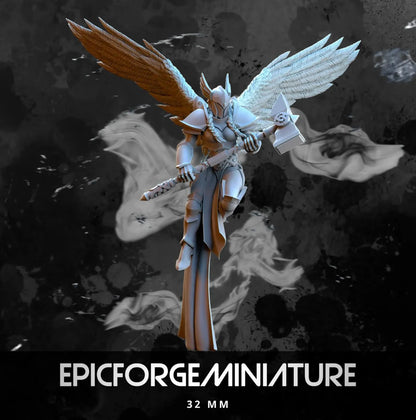 Figurine Stormwolves Valkyries Deux marteaux -  32 mm / Epic Forge Miniatures