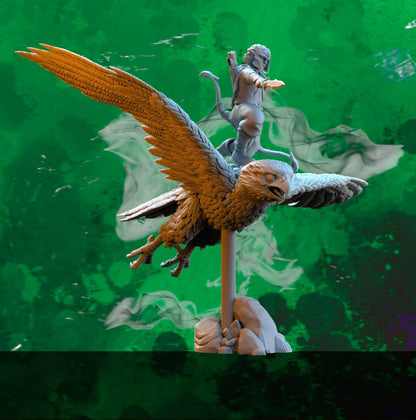 Figurine Elfes sur Faucon -  32 mm