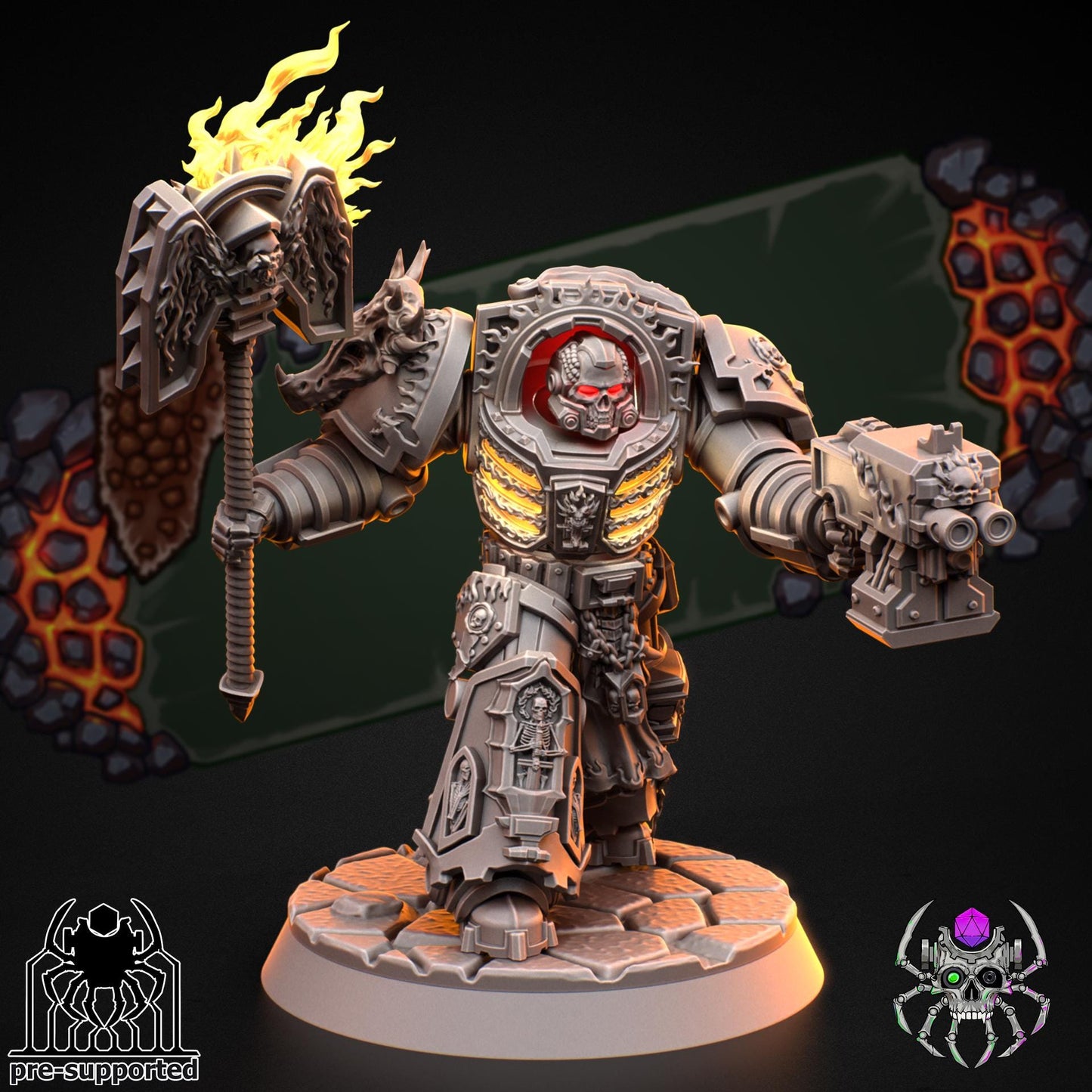 Figurine Wargame Flame Lizards Heavy Armor Prelate (BuildKit) -  32 mm / Epic Forge Miniatures - EightLegsMiniatures