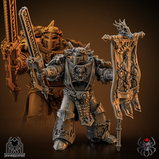 Figurine Wargame Flame Lizards Standard Bearer (BuildKit) -  32 mm / Epic Forge Miniatures - EightLegsMiniatures