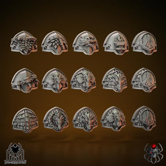 kitbashing Pack x15 Heavy Armor Flame Lizards Shoulders (BuildKit) -  32 mm / Epic Forge Miniatures