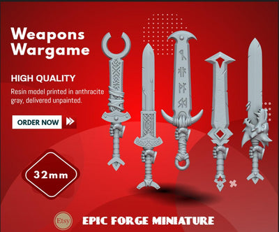 Pack x5 SWORDS SPACE VIKINGS - 32 mm