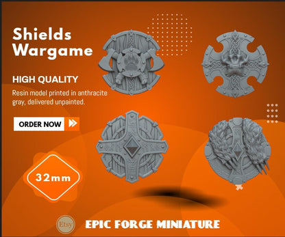 Pack x4 Space Vikings Shields set 2 - 32 mm