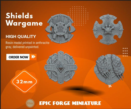 Pack x4 Space Vikings Shields set 2 - 32 mm