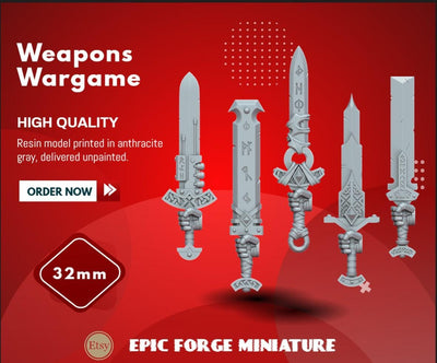 Pack x5 SWORDS SPACE VIKINGS 2 - 32 mm