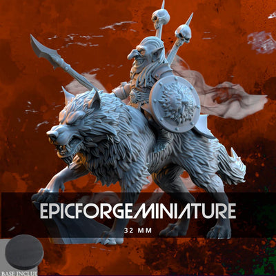 Seigneur de guerre de la horde noire des gobelins sur Loups - 32 mm