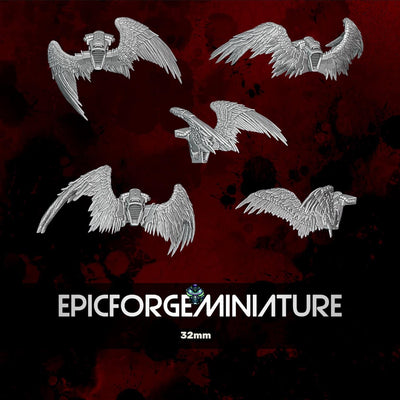 Pack x5 Crimson Angels, Winged Jetpacks - 32 mm