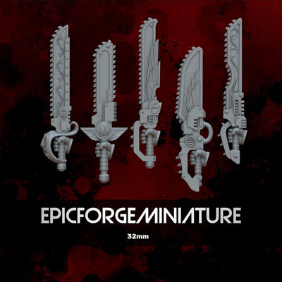 Pack x4 Crimson Angels Chainsword set 1 - 32 mm