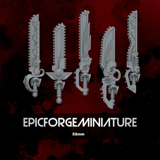 Pack x4 Crimson Angels Chainsword set 1 - 32 mm