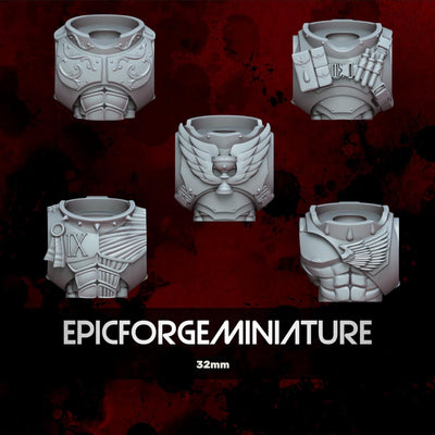 Pack x5 Crimson Angels Torso Set 1 - 32 mm