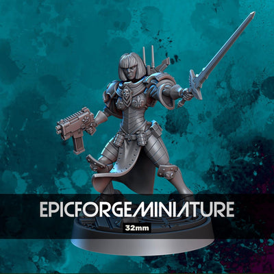 Wargame Battle-Empowered Sister Figure - A - 32 mm / Epic Forge Miniatures
