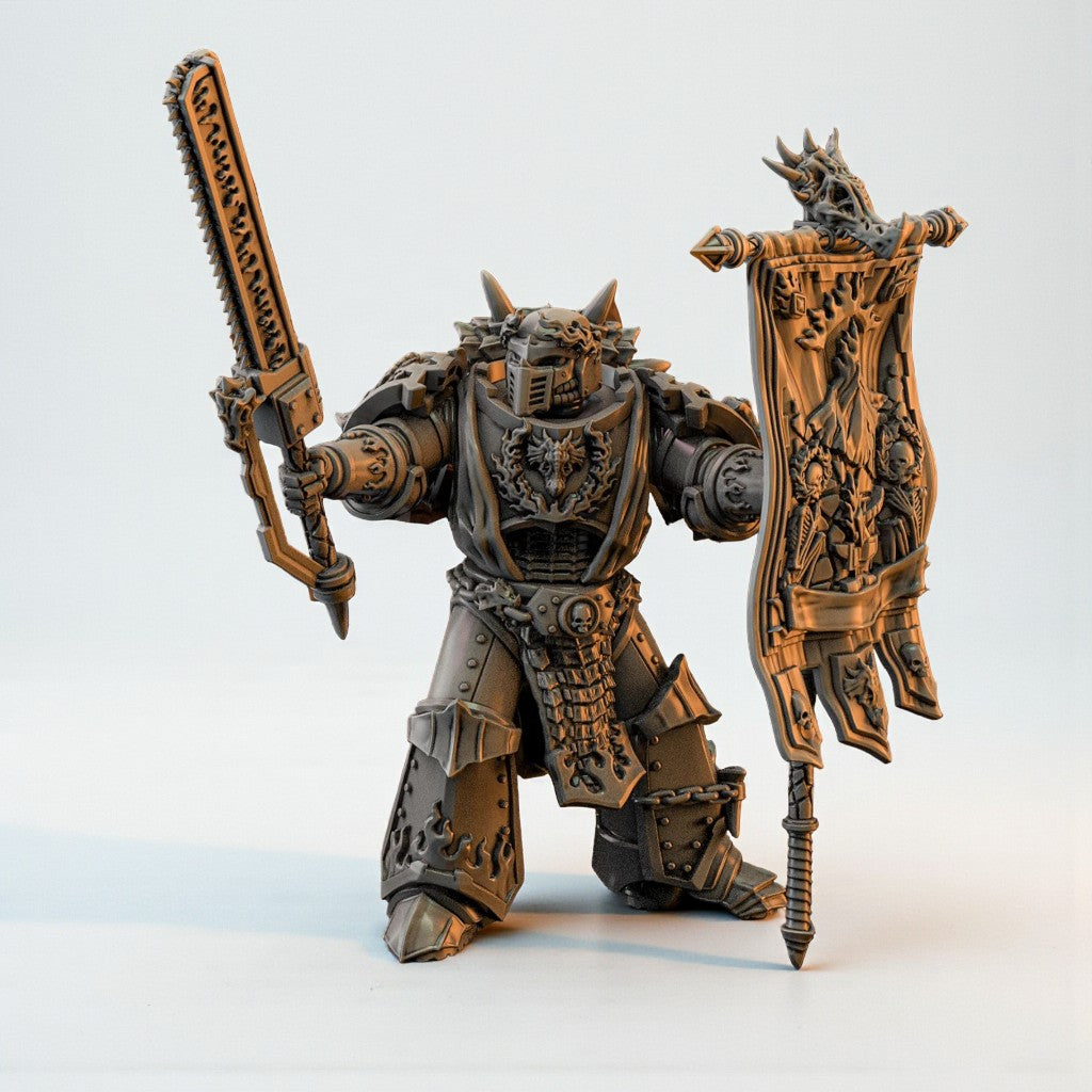 Figurine Wargame Flame Lizards Standard Bearer (BuildKit) -  32 mm / Epic Forge Miniatures - EightLegsMiniatures