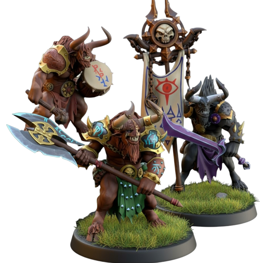 Minotaures avec épée et bouclier - 32 mm