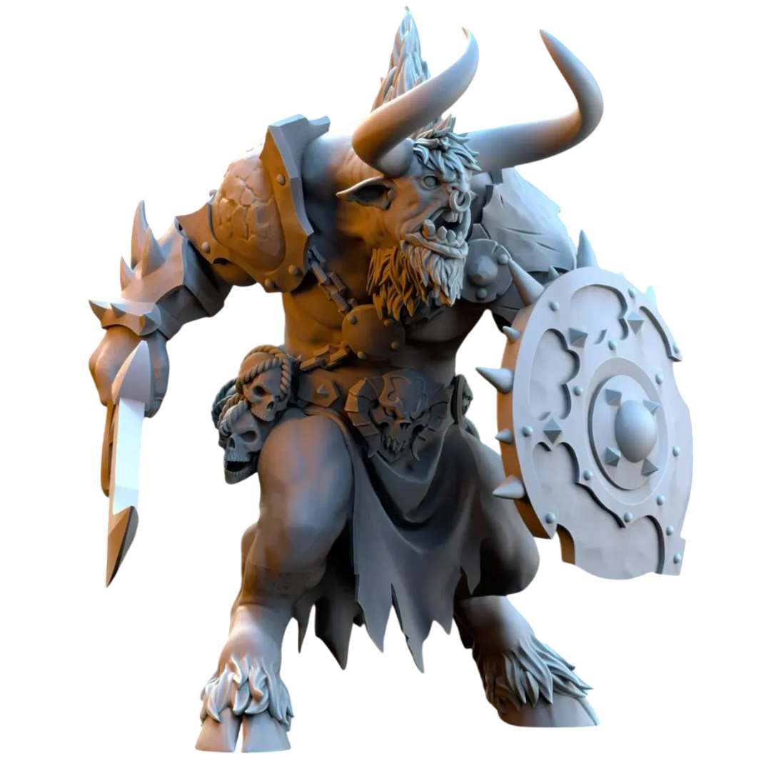 Minotaures avec épée et bouclier - 32 mm