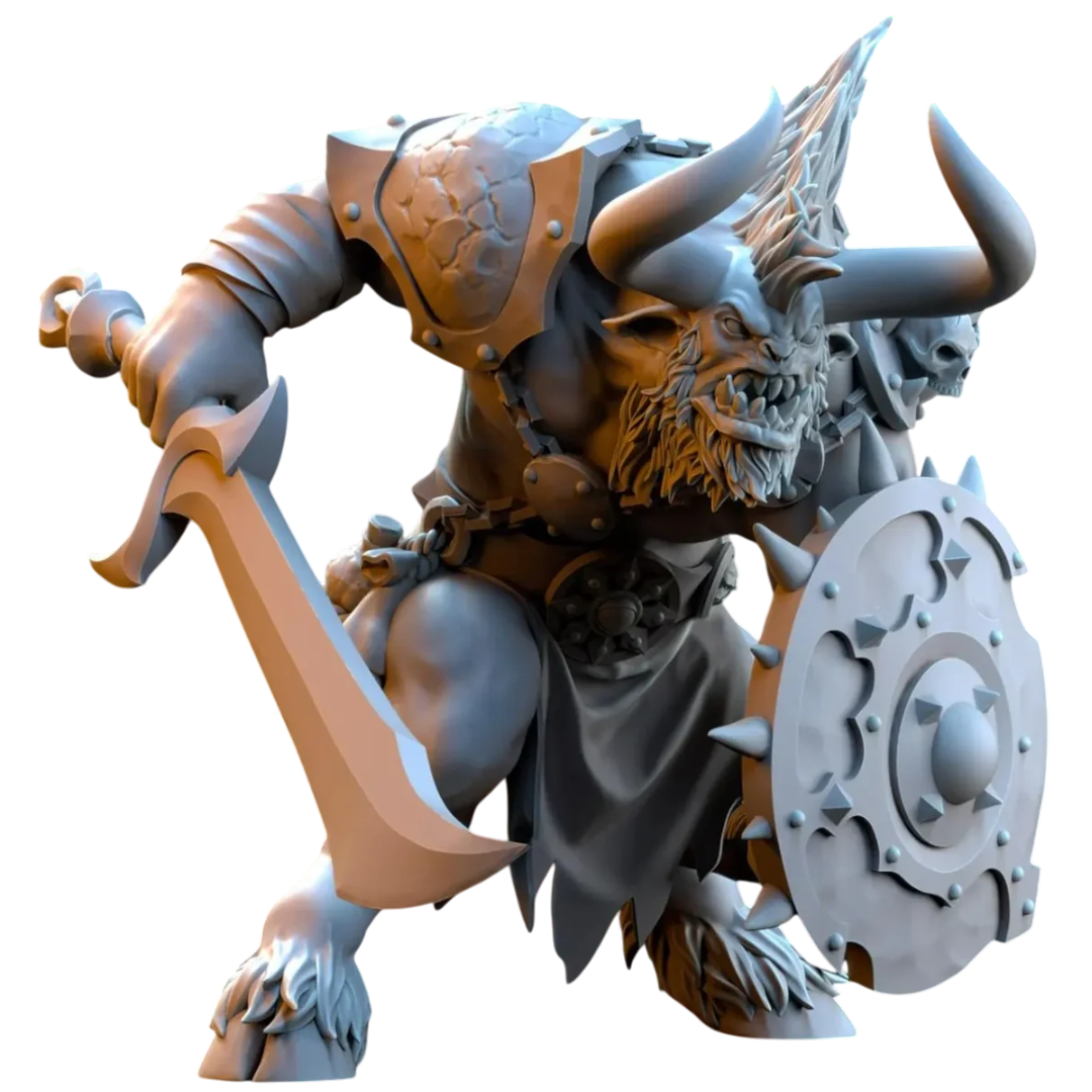 Minotaures avec épée et bouclier - 32 mm