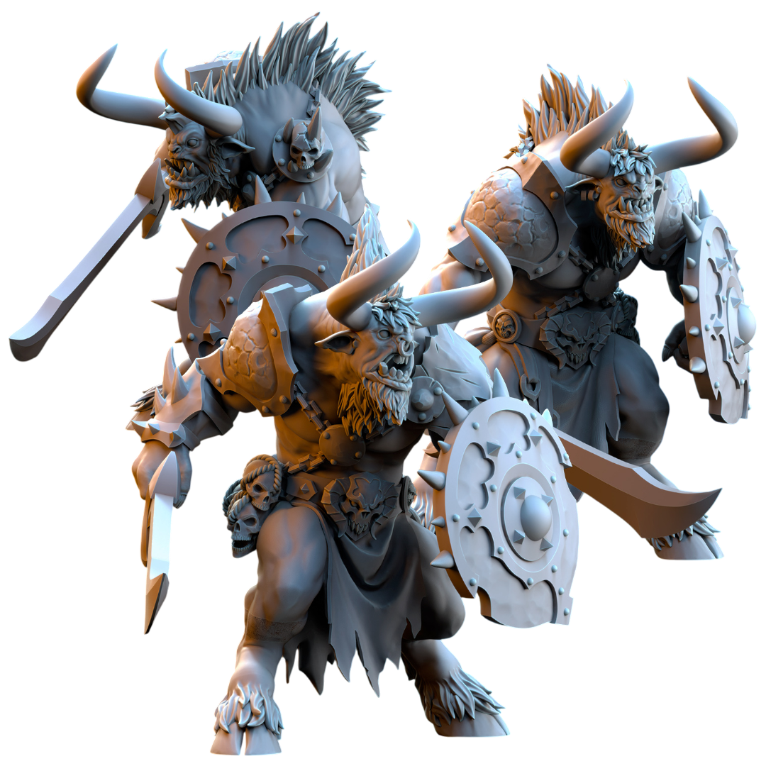 Minotaures avec épée et bouclier - 32 mm