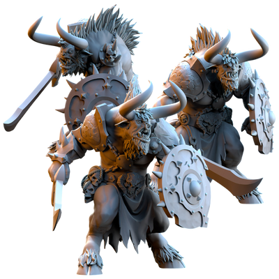 Minotaures avec épée et bouclier - 32 mm