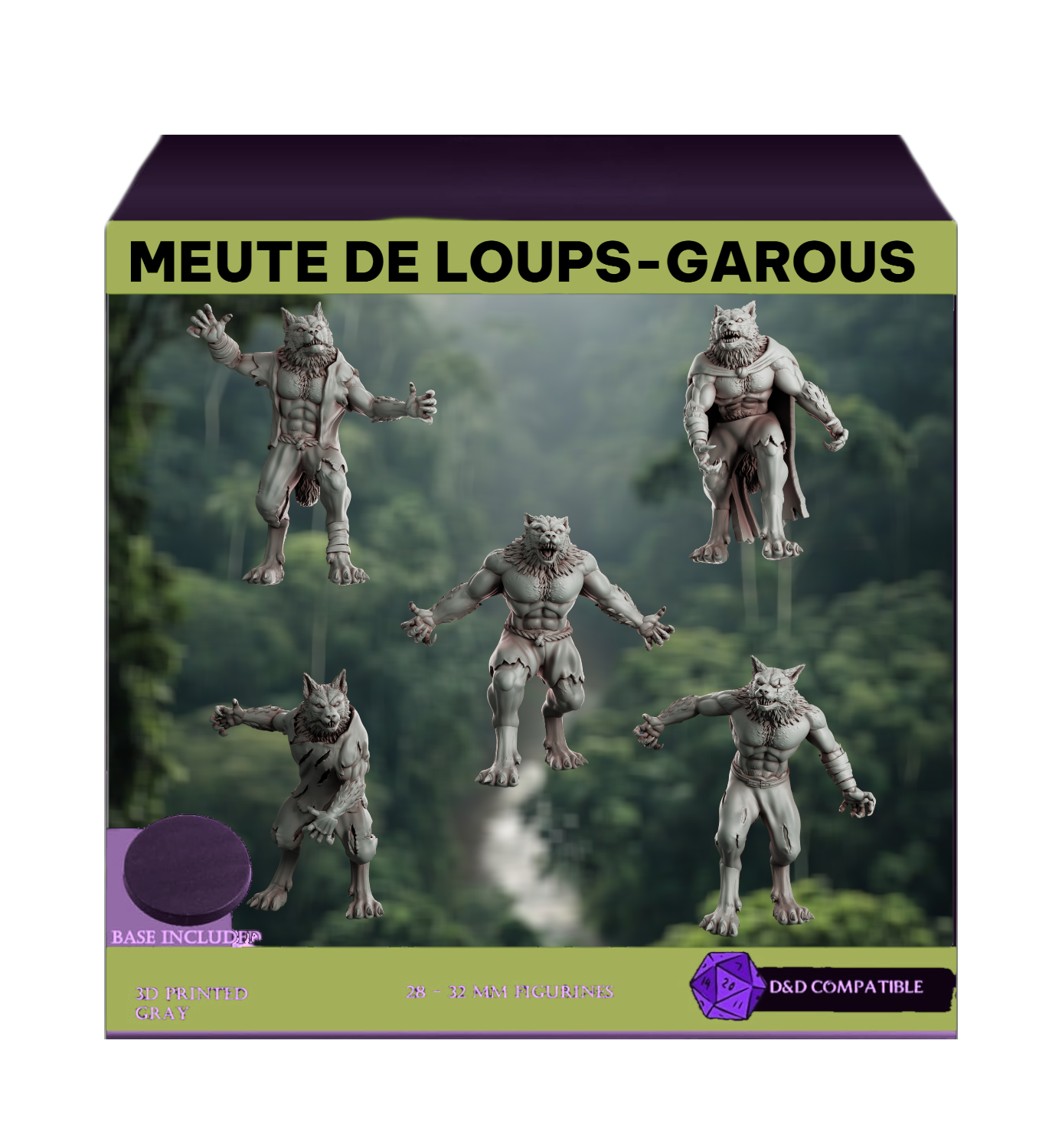 Pack x5 Meute de loups-garous 32 mm