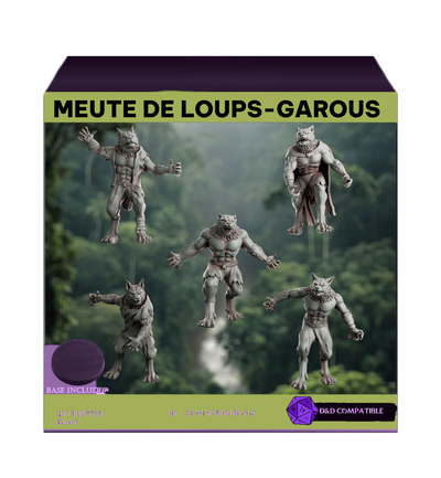 Pack x5 Meute de loups-garous 32 mm